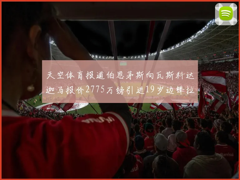 天空体育报道伯恩茅斯向瓦斯科达迦马报价2775万镑引进19岁边锋拉扬